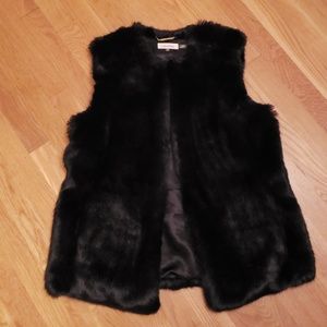 Calvin Klein black faux fur vest